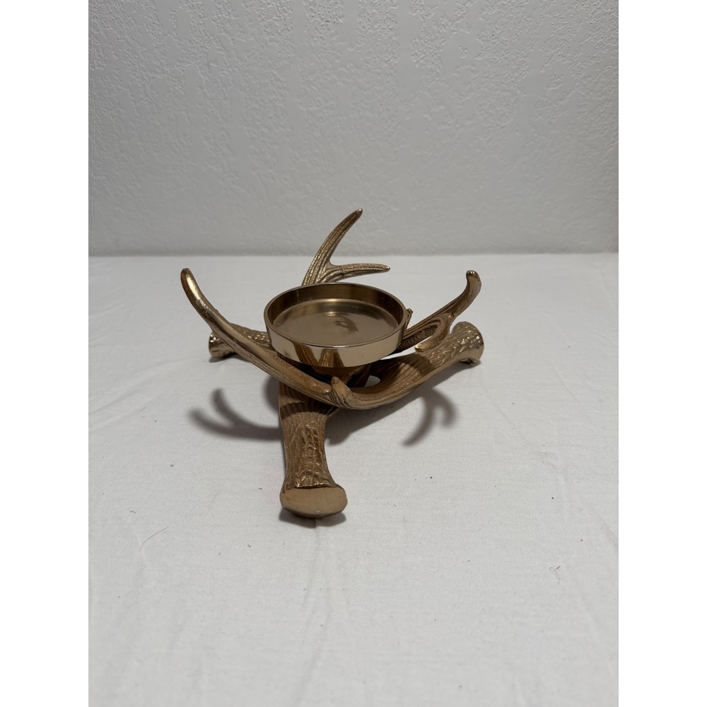 Gold Antler Candle Holder Lodge Decor Faux Deer Horn Tea Light Votive Stand